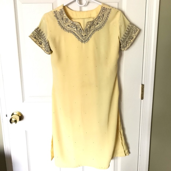 Yellow Silk Indian Dress - Picture 1 of 2